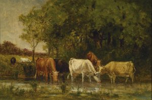 Kühe in der Landschaft von Edward Mitchell Bannister
