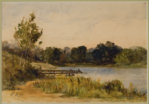 Landschaft mit Dock und Wasser (#37), ca. 1880 von Edward Mitchell Bannister