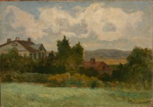 Ohne Titel (Häuser und Bäume) von Edward Mitchell Bannister