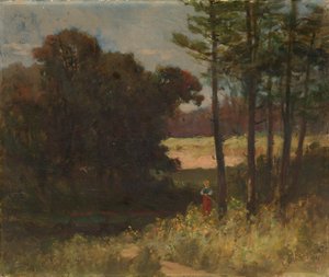 Unbetitelte Landschaft mit Bäumen und Frau, 1894