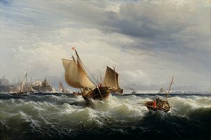 Fischerboote gegen den Wind, ca. 1858 von Edward Moran