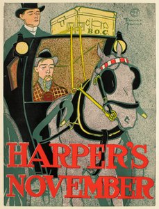Mann in einer Hansom-Droschke, Novemberausgabe von Harper