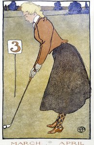 Frau spielt Golf - in "Golf Calendar" von Edward Penfield von Edward Penfield