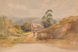 Landschaft mit Hütte
