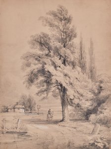 Landschaft mit Baum und Reiter