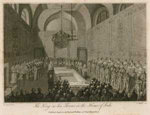 Der König auf seinem Thron im House of Lords