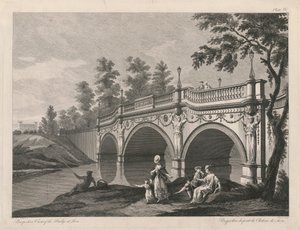 Perspektivische Ansicht der Brücke in Sion von Edward Rooker