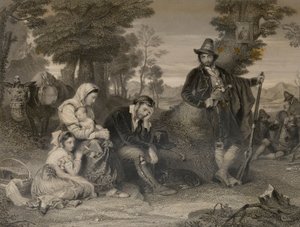 Contadina-Familie Gefangene mit Banditen