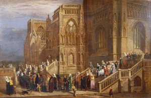 Eine Prozession von Pilgern vor St. Mary Redcliffe, ca. 1825-30 von Edward Villiers Rippingille