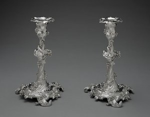 Paar Kerzenhalter, ca. 1755-56 (Silber) von Edward Wakelin