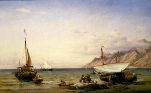 Fischer, die ihre Netze pflegen von Edward William Cooke