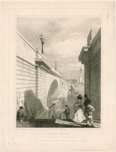 Neue London Bridge von der oberen Landung der Stufen in der Nähe der Tooley Street von Edward William Cooke