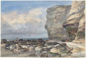 Der felsige Strand und die Klippen bei Fécamp von Edward William Cooke