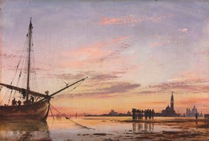 Blick über die Lagune, Venedig, Sonnenuntergang, 1850 von Edward William Cooke