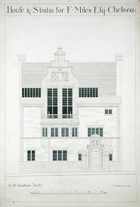 Haus und Studio für F. Miles Esq, Chelsea, graviert von C.P. Edwards