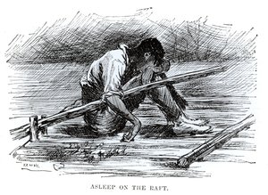 Schlafend auf dem Floß, Illustration aus 