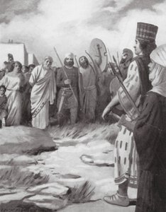 Kroisos wird vor Kyros geführt bei der Eroberung von Sardes von Edwin A. Morrow