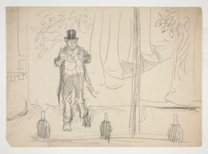 Karikatur eines Schauspielers auf der Bühne (?) - nicht identifizierte Illustration von Edwin Austin Abbey