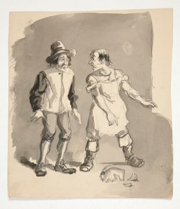 Karikatur von zwei Männern und einem zerbrochenen Topf von Edwin Austin Abbey
