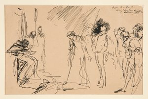 Hofszene (Akt II, Szene II, König Lear?) von Edwin Austin Abbey