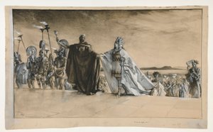 Theseus tritt ein, Illustration für Akt I, Szene i, Ein Sommernachtstraum von Edwin Austin Abbey