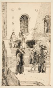 Exuent Salarino und Salanio, aus Akt I, Szene i, Der Kaufmann von Venedig von Edwin Austin Abbey