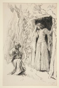 Ferdinand trifft Miranda, Illustration für Akt III, Szene i, Der Sturm von Edwin Austin Abbey