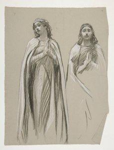 Figurenstudien für Der goldene Baum(?), aus Die Suche nach dem Heiligen Gral (eine Serie von fünfzehn Gemälden für die Boston Public Library, abgeschlossen 1901) von Edwin Austin Abbey
