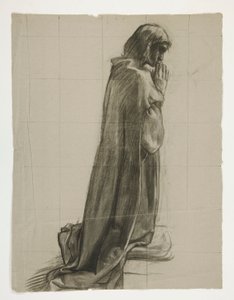 Figurenstudie für Sir Lancelot und Sir Bors rüsten Galahad mit seinen Sporen aus, aus Die Suche nach dem Heiligen Gral (zweite von fünfzehn Gemälden für die Boston Public Library, abgeschlossen 1901)