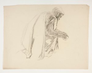 Figurenstudie für Sir Lancelot und Sir Bors rüsten Galahad mit seinen Sporen aus, aus Die Suche nach dem Heiligen Gral (zweite von fünfzehn Gemälden für die Boston Public Library, abgeschlossen 1901)