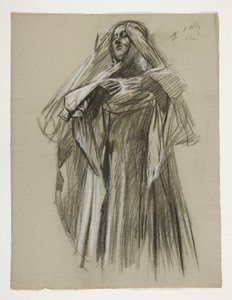 Figurenstudie für den kleinen Galahad, aus Die Suche nach dem Heiligen Gral (erste einer Serie von fünfzehn Wandgemälden für die Boston Public Library, abgeschlossen 1901) von Edwin Austin Abbey