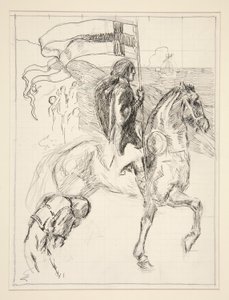 Galahad zieht aus, Studie für Die Suche nach dem Heiligen Gral (Serie von fünfzehn Gemälden für die Boston Public Library, abgeschlossen 1901)