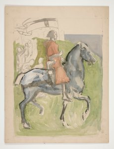 Galahad zieht aus, Studie für Die Suche nach dem Heiligen Gral (Serie von fünfzehn Gemälden für die Boston Public Library, abgeschlossen 1901) von Edwin Austin Abbey