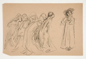 Galahad und die gefangenen Tugenden, Studie für Die Suche nach dem Heiligen Gral (Serie von fünfzehn Gemälden für die Boston Public Library, abgeschlossen 1901) von Edwin Austin Abbey