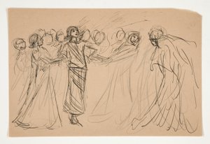 Galahad und die gefangenen Tugenden, Studie für Die Suche nach dem Heiligen Gral (Serie von fünfzehn Gemälden für die Boston Public Library, abgeschlossen 1901) von Edwin Austin Abbey