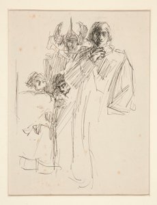 Galahad am Schloss, Studie für Die Suche nach dem Heiligen Gral (Serie von fünfzehn Gemälden für die Boston Public Library, abgeschlossen 1901) von Edwin Austin Abbey