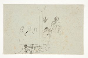 Galahad am Schloss, Studie für Die Suche nach dem Heiligen Gral (Serie von fünfzehn Gemälden für die Boston Public Library, abgeschlossen 1901) von Edwin Austin Abbey