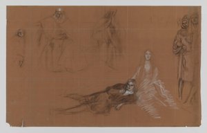 Hamlet - Cartoons für das Gemälde. Akt II, Szene 2 von Edwin Austin Abbey