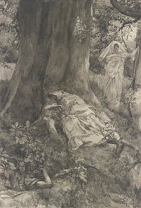 Hermia im Wald, Illustration für Akt III, Szene ii, Ein Sommernachtstraum von Edwin Austin Abbey