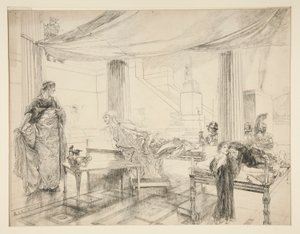 Hermione bittet Polixenes (Studie) - Akt I, Szene II, Der Winter von Edwin Austin Abbey