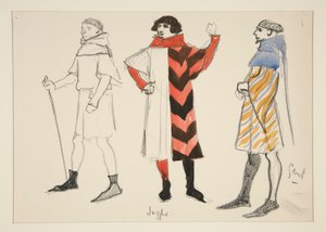 Jongleur und Herr, Kostümskizze für Henry Irving von Edwin Austin Abbey
