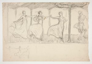 Reihe von tanzenden Frauen - (nicht identifizierte Illustration) von Edwin Austin Abbey