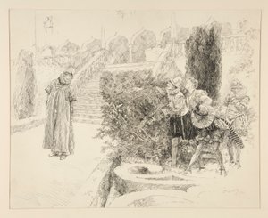 Malvolio findet den Brief, Illustration für Akt II, Szene v, Was ihr wollt von Edwin Austin Abbey