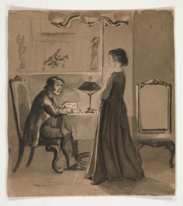 Mann und Frau in einem Innenraum von Edwin Austin Abbey