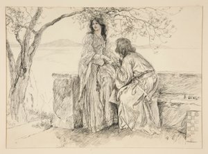 Miranda und Ferdinand, Illustration für Akt V, Szene i, Der Sturm von Edwin Austin Abbey