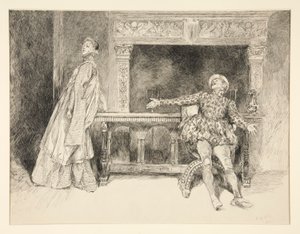 Petruchio neckt Katharina, aus Akt II, Szene i, Der Widerspenstigen Zähmung von Edwin Austin Abbey