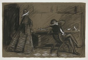 Petruchio neckt Katharina (Studie) - Akt II, Szene I, Der Widerspenstigen Zähmung von Edwin Austin Abbey
