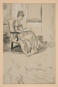 Porträt von Mrs. Abbey, lesend von Edwin Austin Abbey