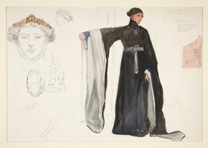 Richard II (in Schwarz), Kostümentwurf für Henry Irving von Edwin Austin Abbey