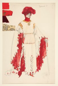 Richard II (in Rot), Kostümentwurf für Henry Irving von Edwin Austin Abbey
